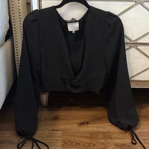 J.O.A. Black Long Sleeve Blouse